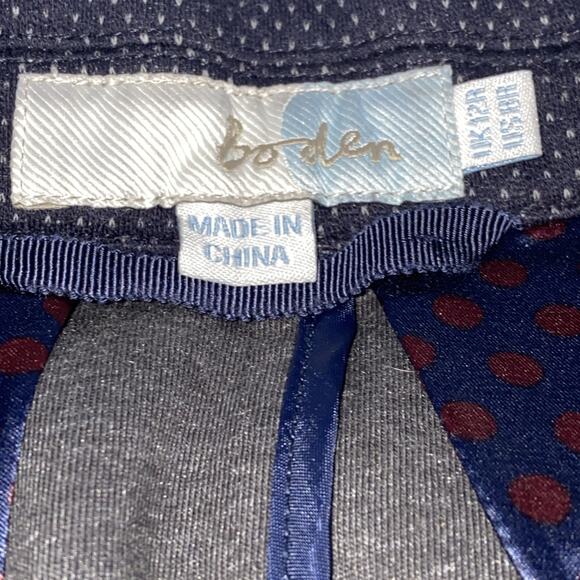 Boden Blazer Women US 8R Cotton Blend Blue Micro Dot Jacket Preppy Classic - Picture 5 of 6